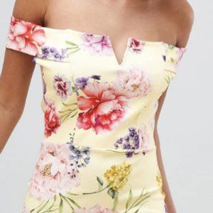 Missguided exclusive floral bardot midi dress